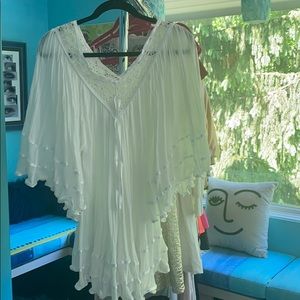 Flowy white gauze summer dress